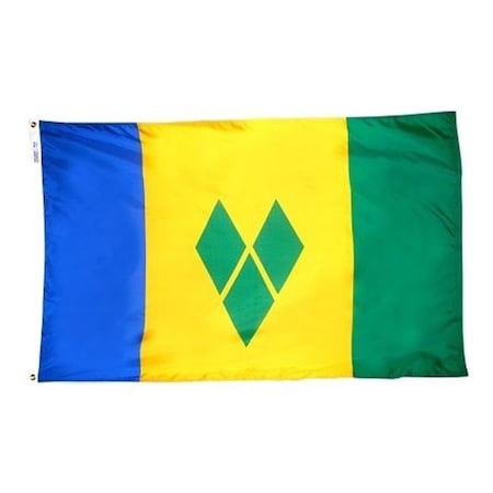 Annin Flagmakers Annin Flagmakers 940734 Nyl-Glo St Vincent and Grenadines Flag-12 in. X 18 in. 940734